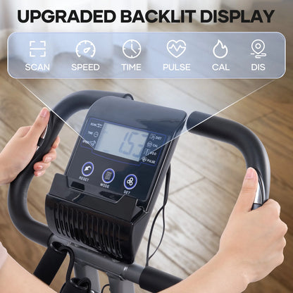 3In1 Folding Exercise Bike with 10 Levels of Adjustable Resistance Indoor Cycling Magnetic Upright Bike Stationary Exercise Bike Perfect for Home Use