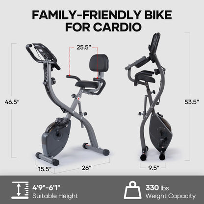 3In1 Folding Exercise Bike with 10 Levels of Adjustable Resistance Indoor Cycling Magnetic Upright Bike Stationary Exercise Bike Perfect for Home Use