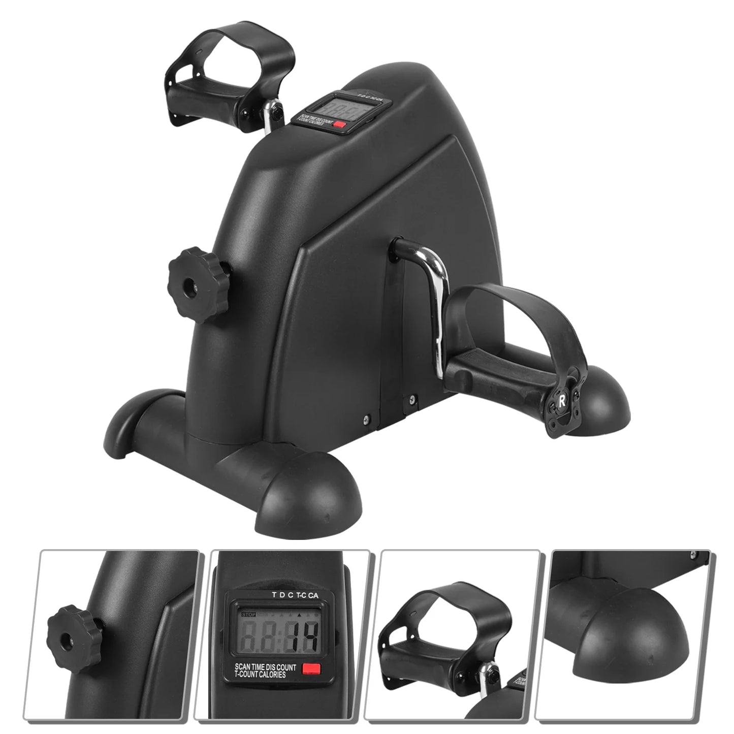 Mini Indoor Pedal Exerciser Cycle Bike Leg Arm Desk W/Lcd Display Fitness Portable Pedal Stationary Bike Home Exercise Black